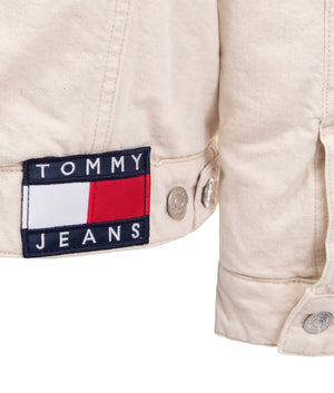 Oversized sherpa trucker jacket in ice denim