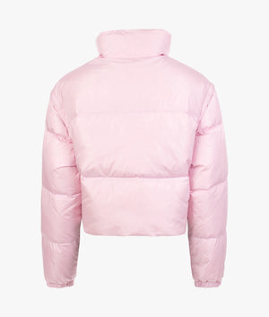 Badge crop vest down puffer in french orchid