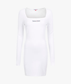 Serif linear long sleeved dress in white
