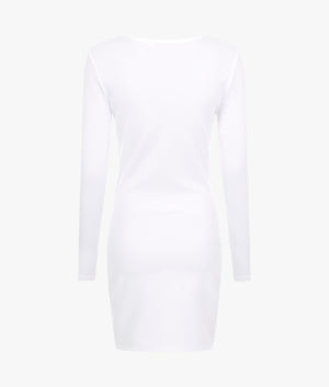 Serif linear long sleeved dress in white
