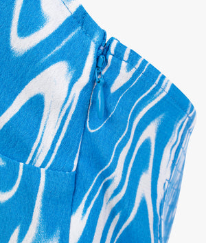 Psychedelic halter neck dress in blue print