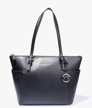 Jet set crossgrain leather shopper in black