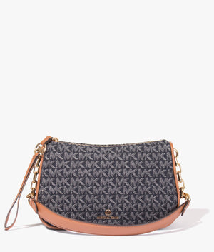 Jet set charm leather shoulder bag in dark denim