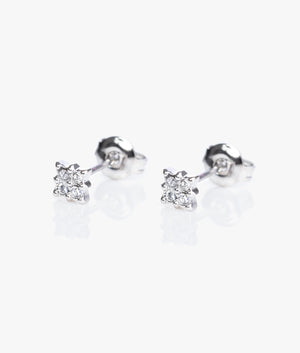Bozena tiny pave stud earrings in silver