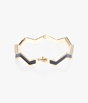 Oceano enamel hinge bangle in gold & black