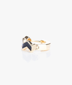 Oceano enamel huggie earrings in gold & black