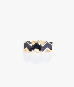 Oceano enamel huggie earrings in gold & black