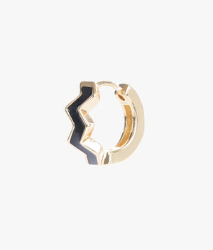 Oceano enamel huggie earrings in gold & black