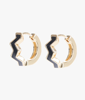 Oceano enamel huggie earrings in gold & black