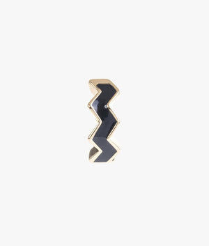 Oceano enamel huggie earrings in gold & black