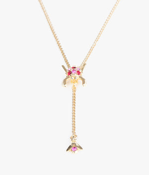 Maratus crystal spider necklace in gold & fuchsia