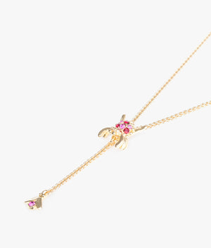 Maratus crystal spider necklace in gold & fuchsia