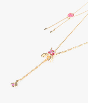 Maratus crystal spider necklace in gold & fuchsia