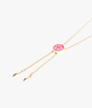 Maratus crystal spider necklace in gold & fuchsia
