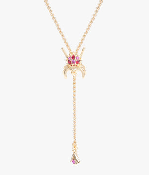Maratus crystal spider necklace in gold & fuchsia