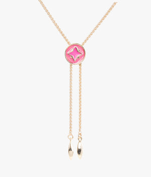 Maratus crystal spider necklace in gold & fuchsia