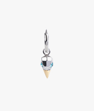 Helena bird skull huggie earrings in silver