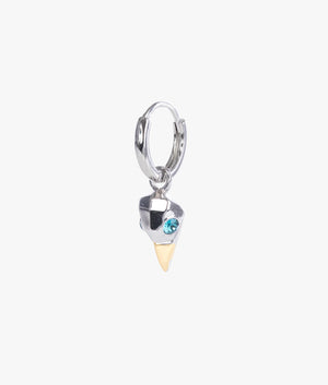Helena bird skull huggie earrings in silver