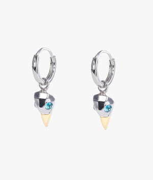 Helena bird skull huggie earrings in silver