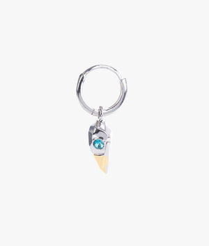Helena bird skull huggie earrings in silver