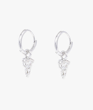 Spina crystal thorn huggie earrings in silver