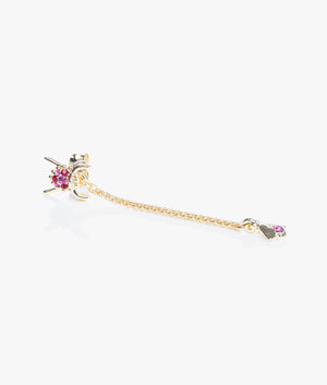 Maratus crystal spider drop earrings in gold & fuchsia