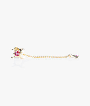 Maratus crystal spider drop earrings in gold & fuchsia