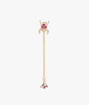 Maratus crystal spider drop earrings in gold & fuchsia