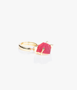 Amour huggie earrings in gold & red