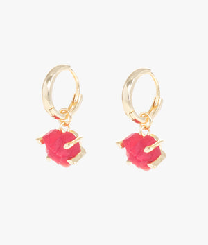 Amour huggie earrings in gold & red