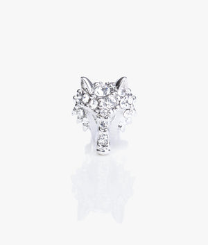 Lupa crystal wolf stud earrings in silver