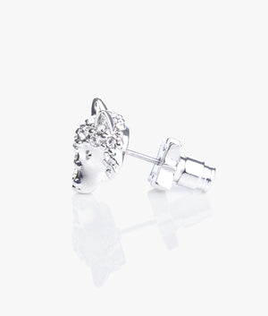 Lupa crystal wolf stud earrings in silver