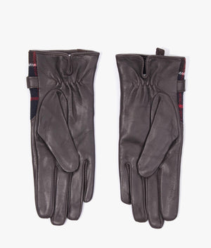 Barbour Dee tartan gloves in brown EQVVS Womens - Main Image
