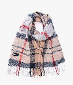Tartan boucle scarf in caramel