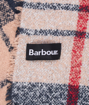 Tartan boucle scarf in caramel