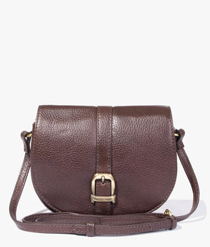 Laire leather saddle bag in dark brown