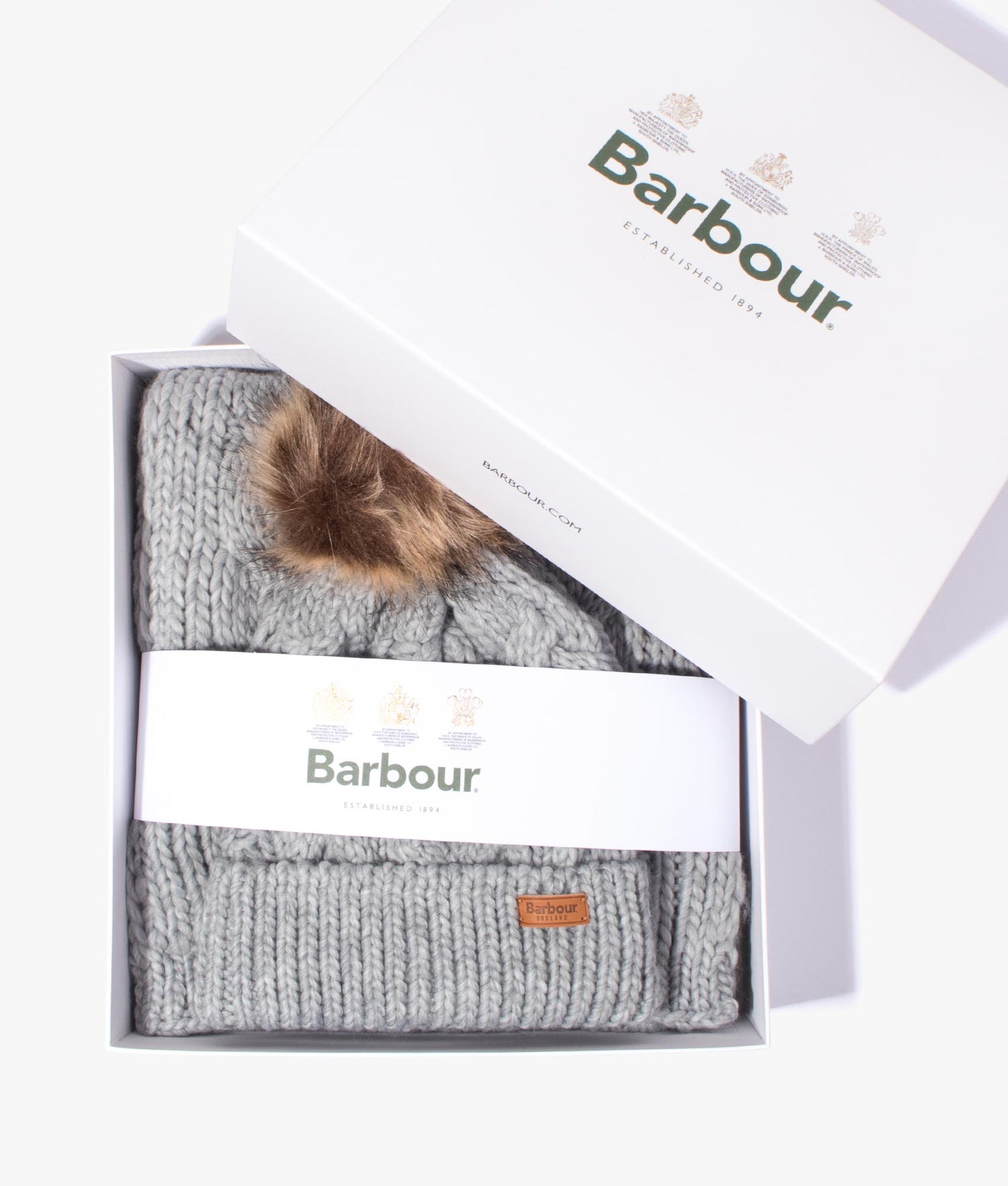 Barbour Penshaw beanie and scarf set in grey EQVVS Womens