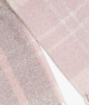 Tartan boucle scarf in soft pink & grey