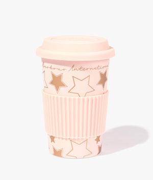 Star print travel mug in pink