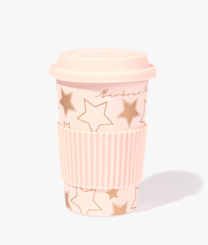 Star print travel mug in pink