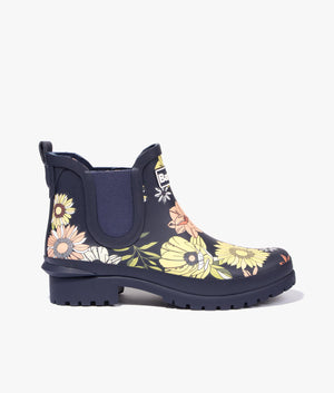 Wilton navy floral wellington boot