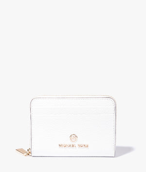Jet set card & coin case in optic white