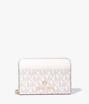 Jet set coin & card case in vanilla & cream
