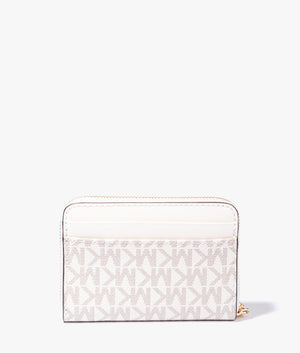 Jet set coin & card case in vanilla & cream