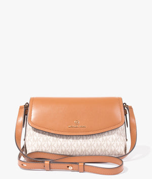 Brooklyn flap crossbody in vanilla & acorn