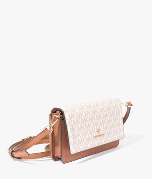 Jet set smartphone crossbody in vanilla & acorn