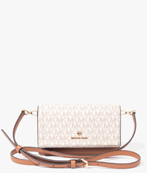 Jet set smartphone crossbody in vanilla & acorn