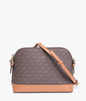 Jet set charm dome crossbody in brown & acorn