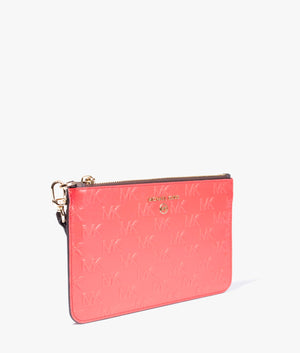 Leather wristlet in sangria