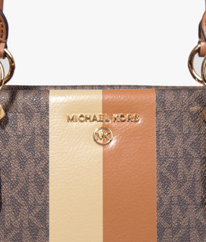Marilyn MK logo tote in brown & luggage